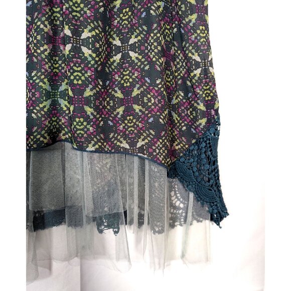Gimmicks by BKE Size M Bohemian Crochet Halter Top High Low Tulle Ombre Tank - Picture 3 of 6
